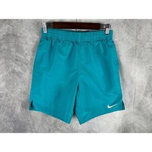 Nike Mens Teal Swim Trunks Mesh Lined Board Shorts Embroidered Swoosh Small 7in